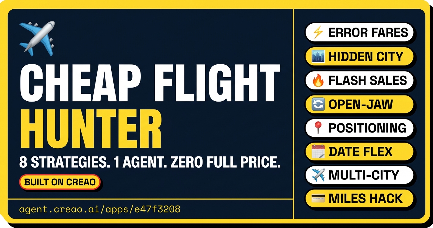 I Built an AI Agent That Hunts Cheap Flights Using 8 Pro Strategies — Here’s How It Works